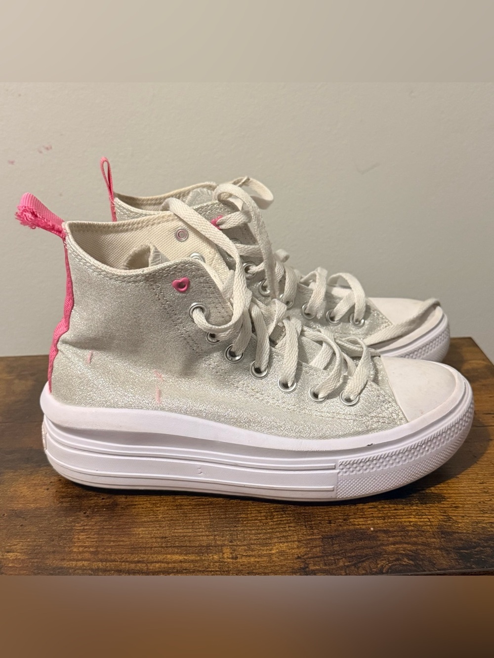 Little Girls Chuck Taylor All Star Move Sparkle Platform High Top size 4